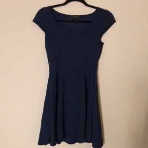 Navy blue structured skater dress